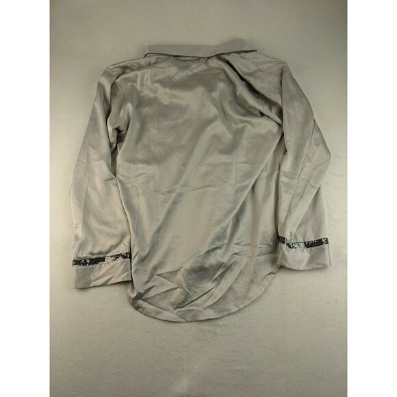 Womens Victorias Secret Sleep Shirt Silky Button Gray Bling Size M - Picture 2 of 8